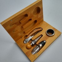 4pcs wine sets in bamboo box wine accessories wine opener corkscrew stopper pour collar